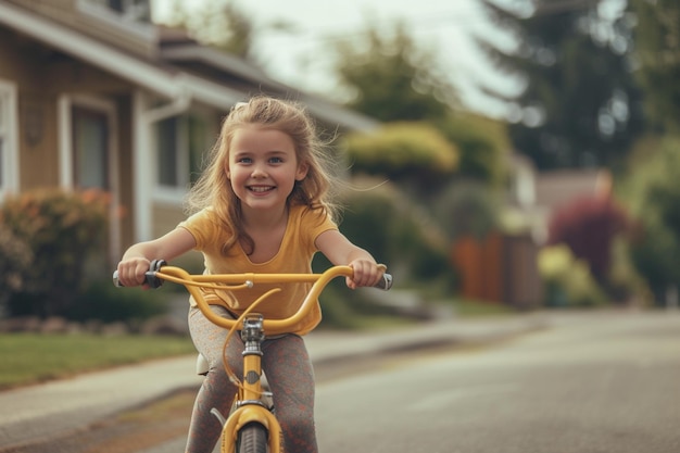 niña joven montando una bicicleta de fondo de estilo bokeh