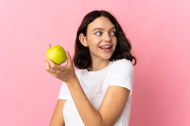 Niña joven, tenencia, un, manzana