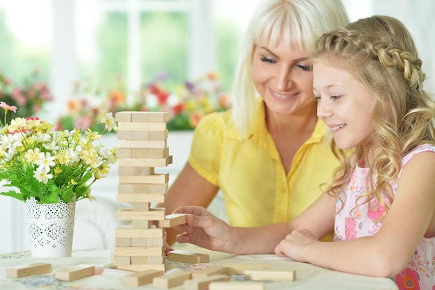 niña, juego, con, madre