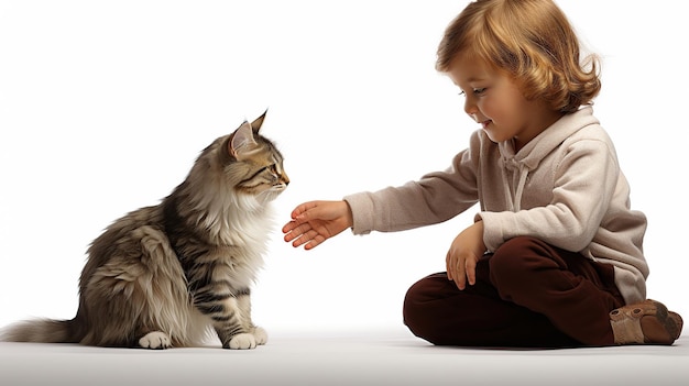 Niña jugando con su gatito Imagen generada por IA