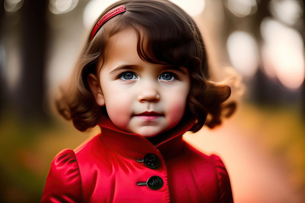 Una niña linda con un vestido rojo.