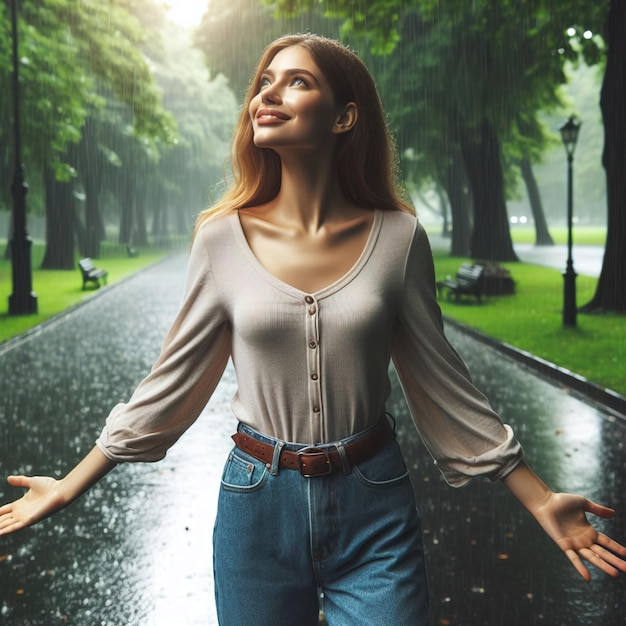 Niña bajo la lluvia