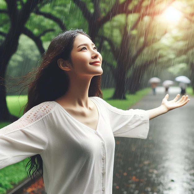 Niña bajo la lluvia