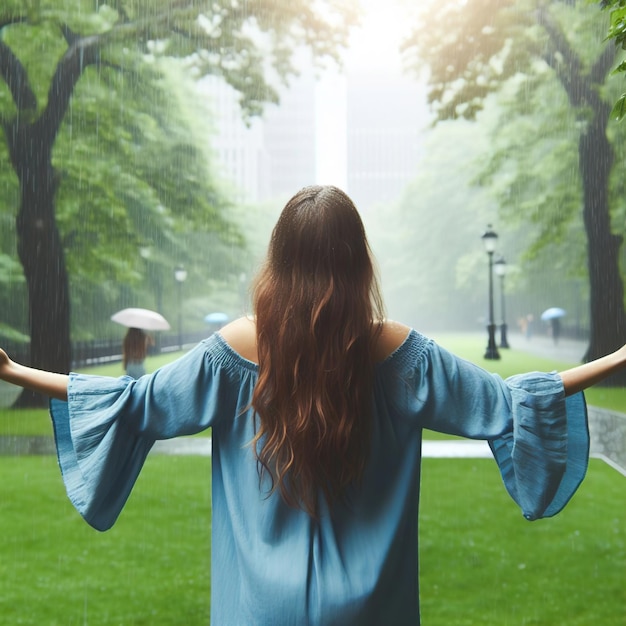 Niña bajo la lluvia