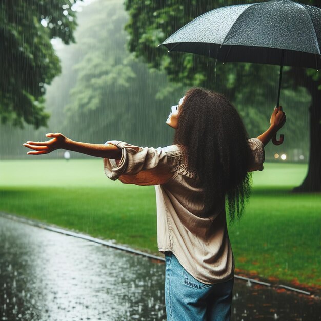 Niña bajo la lluvia