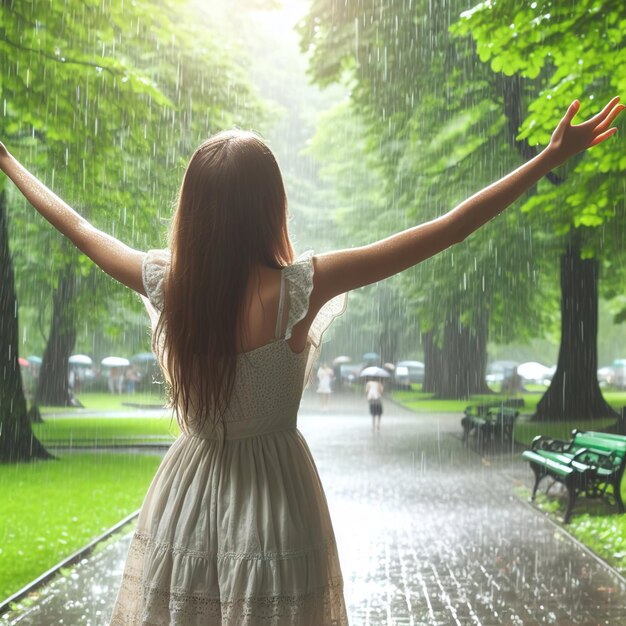 Niña bajo la lluvia