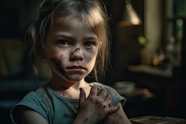 Una niña con maquillaje en la cara