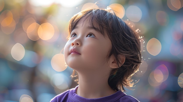 Niña mirando hacia el cielo