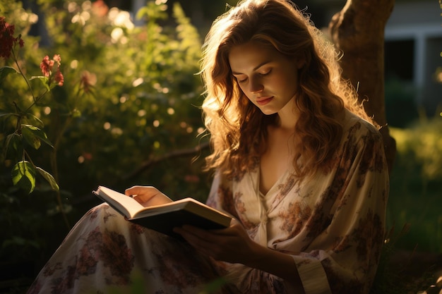 Foto una niña mirando el libro.