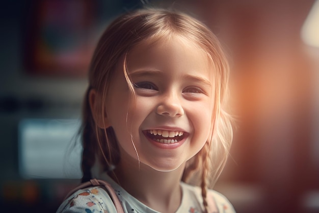 Niña de moda Sonrisa cara linda Generar Ai