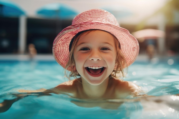 Una niña nada en una piscina AI generativa