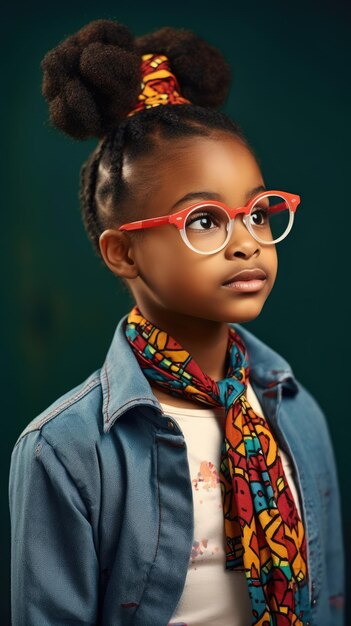 Niña negra africana con gafas