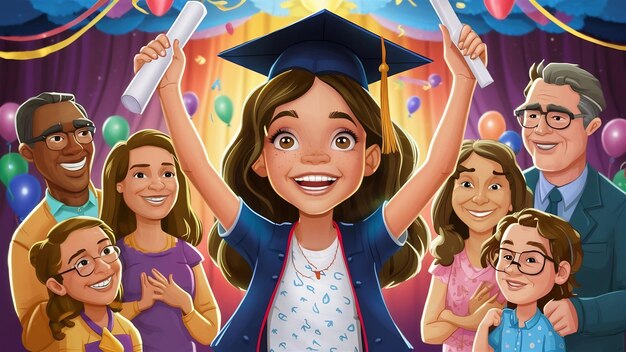 Niña orgullosa con su diploma