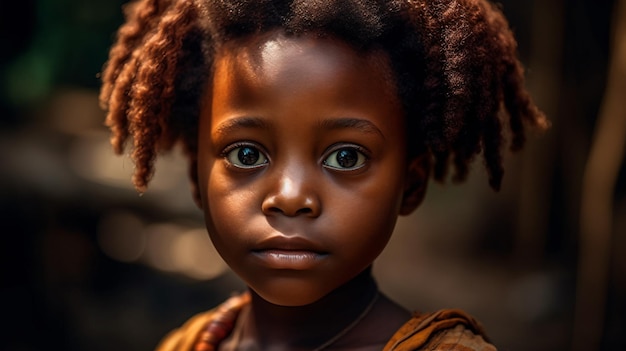 Una niña con la palabra África en su rostro.