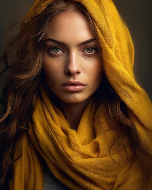 Una niña con un pañuelo amarillo.