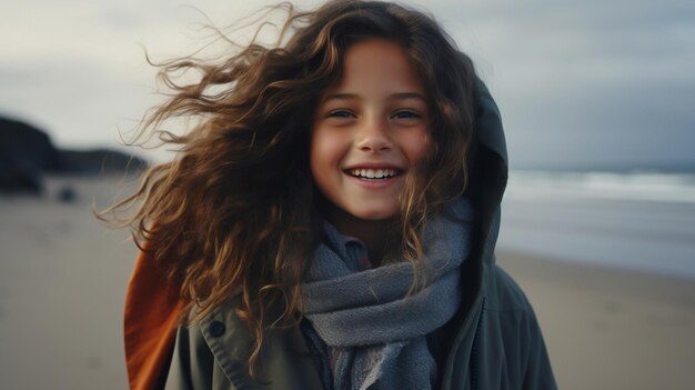 Niña paseando por la playa