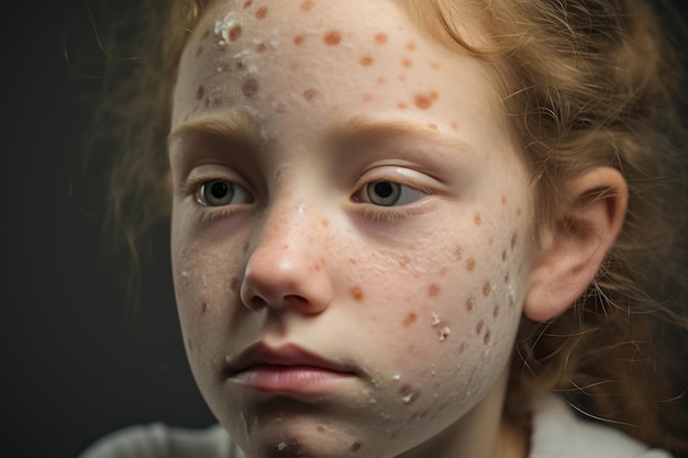 una niña con pecas en la cara