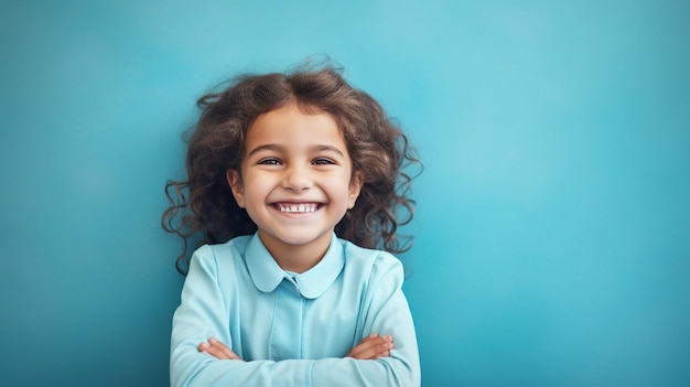 una niña con el pelo rizado sonriendo