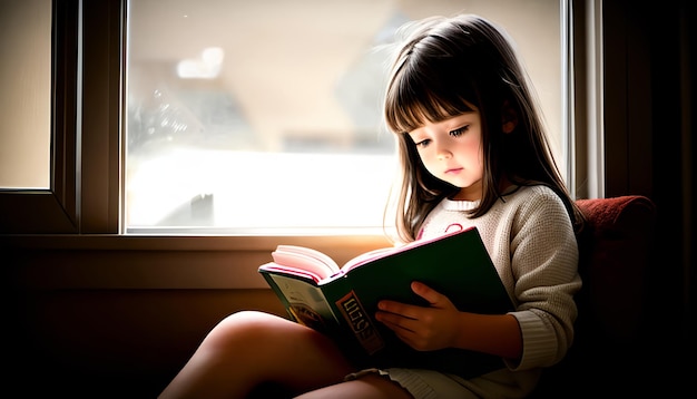 Niña pequeña leyendo