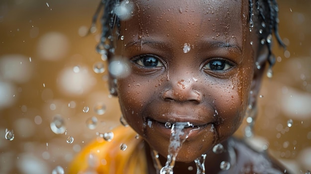 Niña pequeña de pie bajo la lluvia