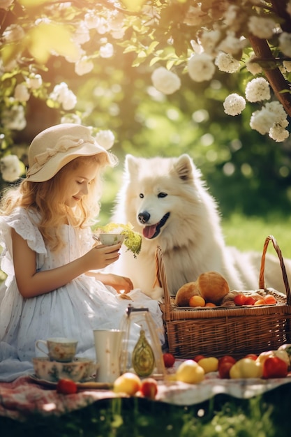 Niña y perro Lindas aventuras juntos