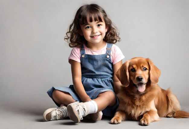 Foto una niña con un perro y un perro