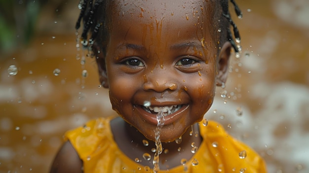 Niña de pie en el agua