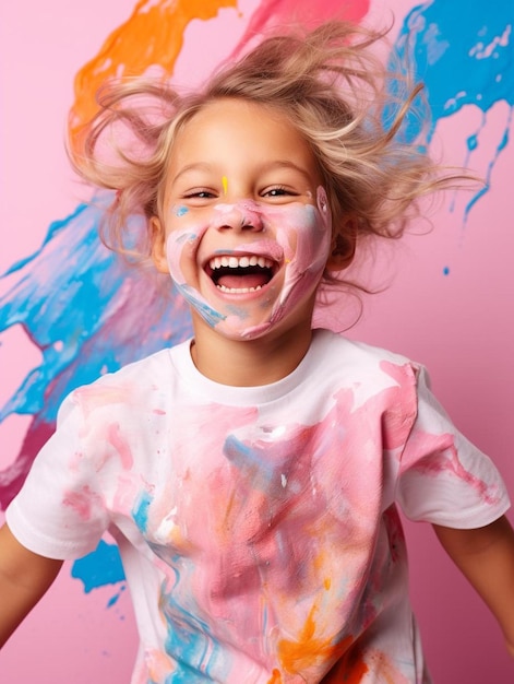 una niña con pintura por toda la cara