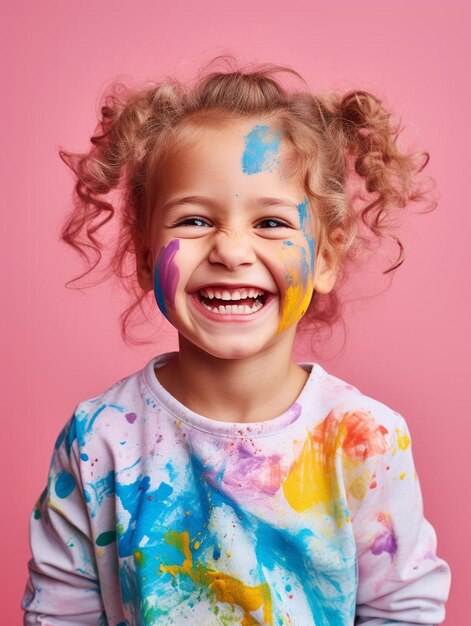 una niña con pintura por toda la cara