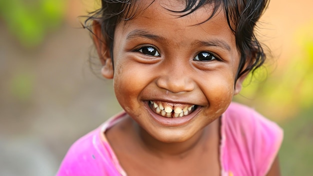 Una niña pobre y linda de Sri Lanka con una sonrisa