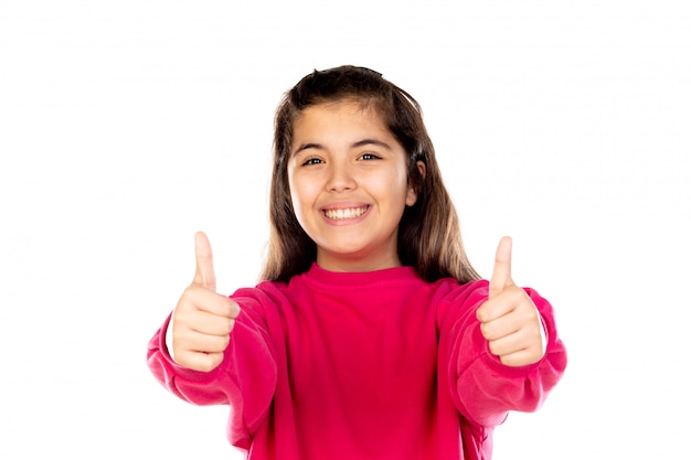 Niña preadolescente con jersey rosa