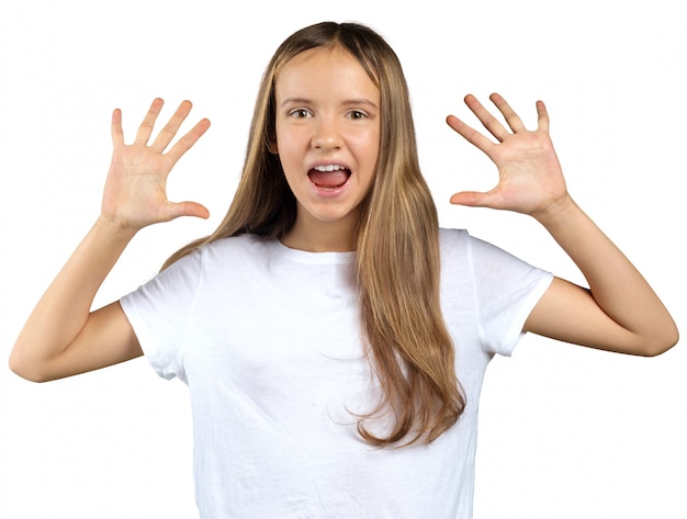 Niña del primer con la cara sorprendida