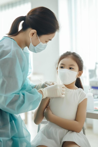 Una niña a la que un médico le examina los dientes