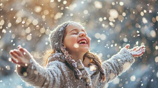 Niña riendo en la nieve