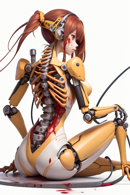 Una niña con un robot en la espalda.