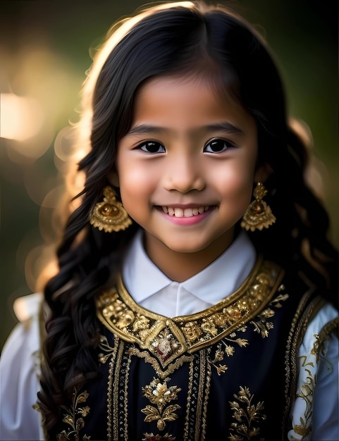 una niña con ropa tradicional