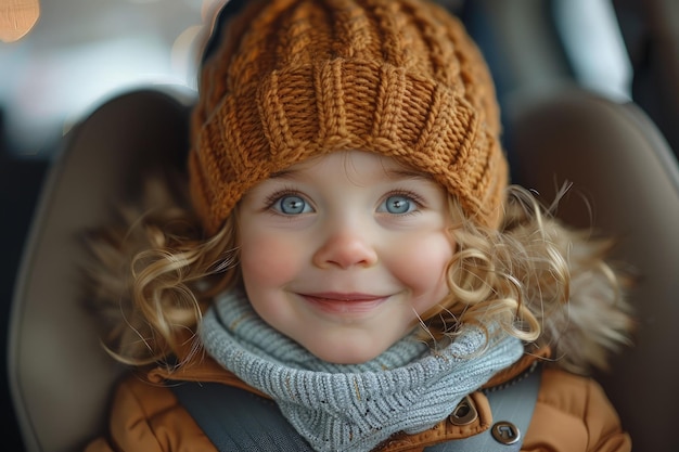 Niña con sombrero y bufanda de punto