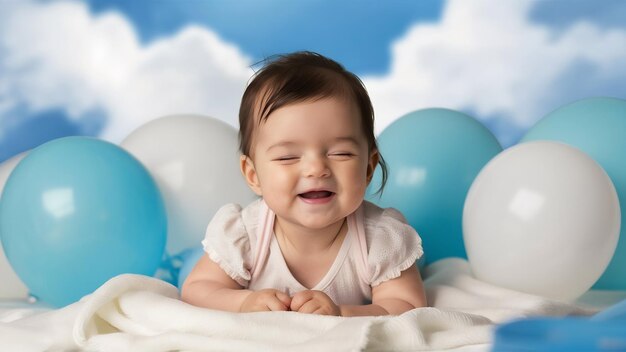 Foto una niña sonriendo en el azul