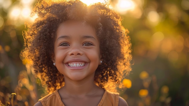 Foto niña sonriente en un campo de flores