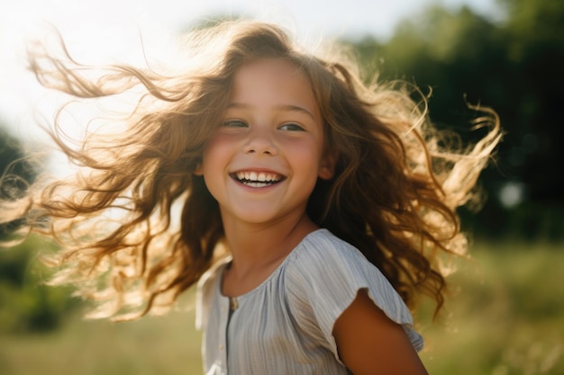 Niña sonriente en el campo