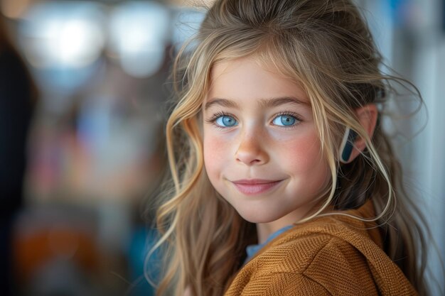 Niña sonriente con ojos azules