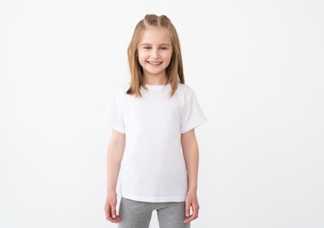 niña sonriente en blanco camiseta blanca de pie en el parque Fotografía de  stock - Alamy