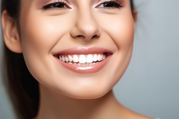 Niña con una sonrisa blanca El concepto de dientes sanos IA generativa