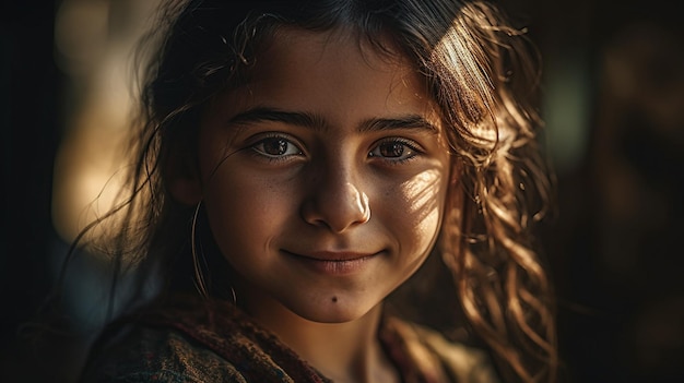 Una niña con una sonrisa en su rostro