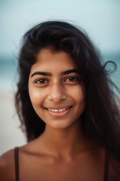 Una niña con una sonrisa en su rostro