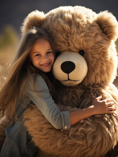 Una niña y su oso de peluche Un rodaje comercial