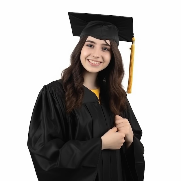 Una niña con toga y birrete de graduación