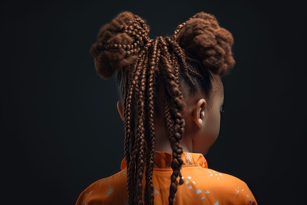 Niña con trenzas zizi en estilo afro retrovisor generado por IA