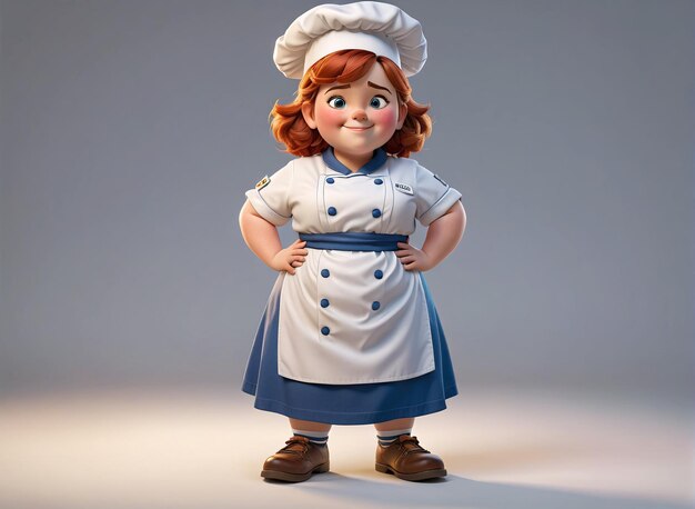 una niña en un uniforme de chef