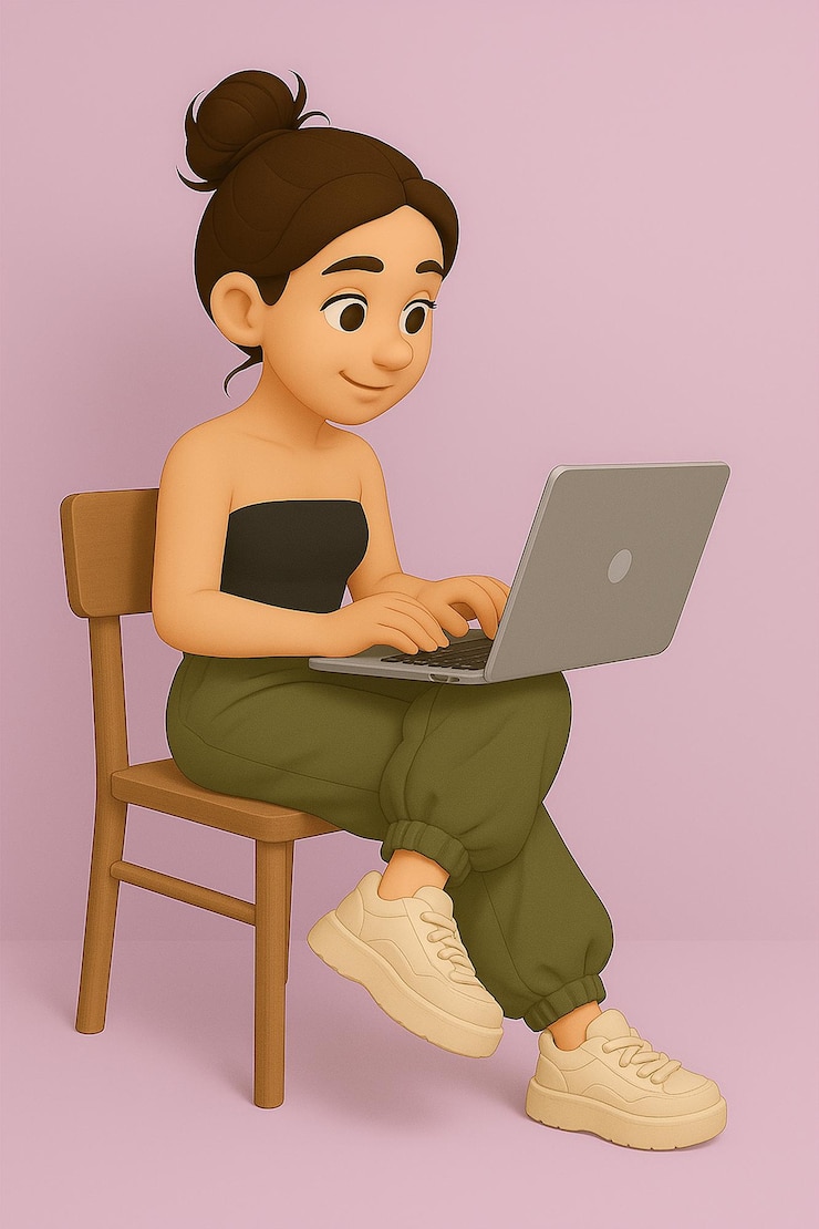 Foto niña usando una computadora portátil sentada en una silla